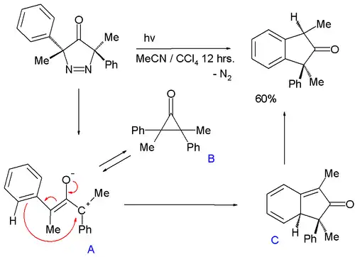 2,3-dimethyl-2,3-difenylcyklopropanonový meziprodukt při fotolýze