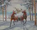 Veselá jízda (olej na překližce)