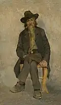 Cyril Kutlík - Studie sedícího starce (olej na lepence) okolo 1894