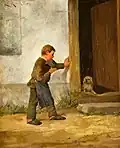 Cyril Kutlík - Učedník s psíkem (olej na plátně) 1880