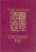 Titulní strana cestovního pasu vzor 2000