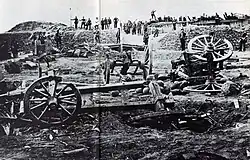 Bitva Düppeler Schanzen, fotografováno den po skončení bitvy, Düppel-Album, 1864