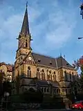 Děčín IV-Podmokly, Teplická, evangelický kostel, od Máchova náměstí.jpg