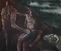Vilém Velecký: Abrahám a Izák, 70 x 145 cm, olejomalba a uhel