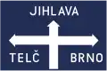 Návěst se směrovými údaji pro příští křižovatku (značka č. 6b v části C)
