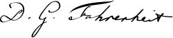 Gabriel Fahrenheit – podpis