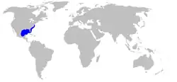 Mapa výskytu (modře)