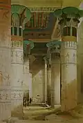 Vnitřek chrámu na malbě Davida Robertse (1838)