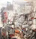 „Dědečkova opuštěná dílna“, (120 × 130 cm)