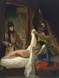 Vévoda Orleánský ukazuje svou milenku, Mariettu d'Enghien. Malíř Eugène Delacroix.