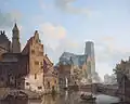 Delftse Vaart and the St Laurens church in Rotterdam, 1840