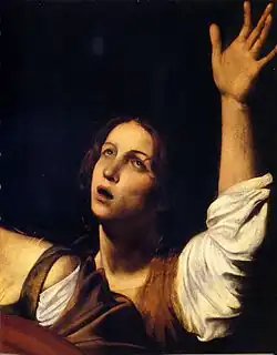 Pochování Krista od Caravaggia (detail)