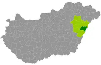 okres Derecske na mapě Maďarska