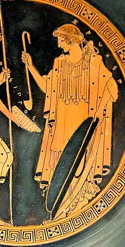 (Detail) Zeuxo a Chrýsippos, kylix, Brygův malíř, Britské muzeum, cca 490-480 př.n.l.