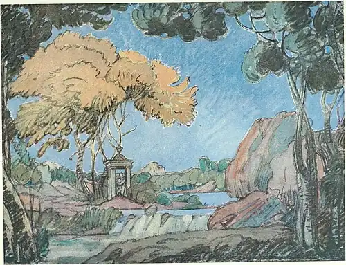 Dekorace pro první jednání hry Sylvia, 1922