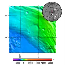 Topografická mapa kráteru Diacria Patera