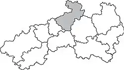 Děčínský vikariát (šedě) na mapě litoměřické diecéze
