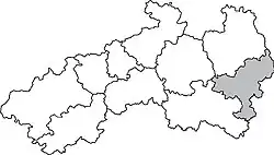 Turnovský vikariát (šedě) na mapě litoměřické diecéze
