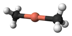 Model molekuly dimethylměďnanového aniontu