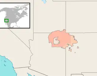mapa indiánské rezervace Navažský národ, kde se jazykem mluví