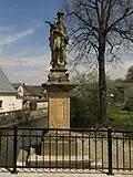Dlouhá Loučka, socha svatého Jana Nepomuckého na Svatojánském mostě.JPG