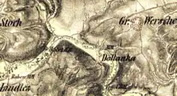 Dolánky na mapě z poloviny 19. století