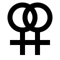 Symbol dvou Venuší reprezentující lesbickou lásku.