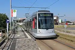 Tramvaj typu NF10 na konečné Medienhafen, Kesselstraße
