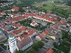 Letecký pohled na centrum Działdowa