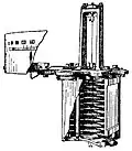 Historický nákres elektrostatického voltmetru lorda Kelvina, 1911