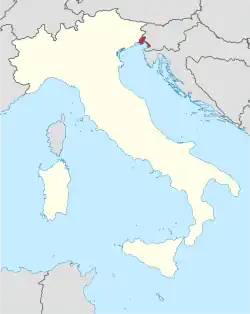 Mapa území goricijké arcidiecéze