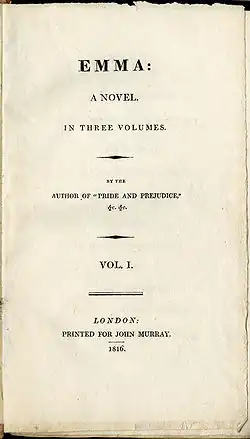 Titulní strana prvního vydání románu z roku 1816