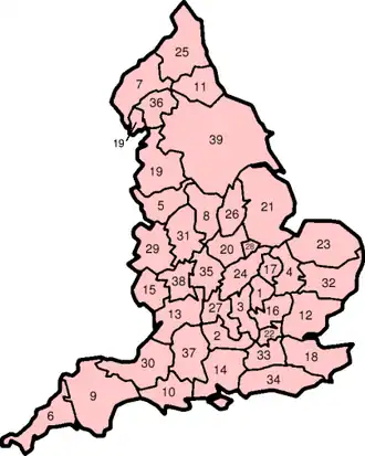 Mapa anglických tradičních hrabství
