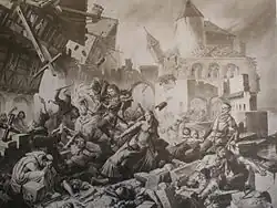 Zemětřesení v Basileji v představě švýcarského malíře Karla Jauslina