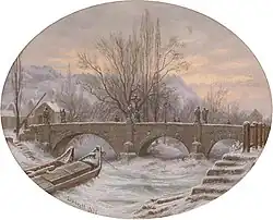 Most přes Bílinu v Ústí v zimě (1867)