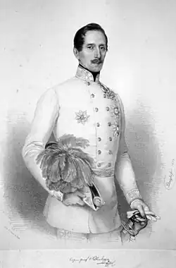 Generál jízdy hrabě Eugen von Falkenhayn (litografie, 1853, August Prinzhofer)