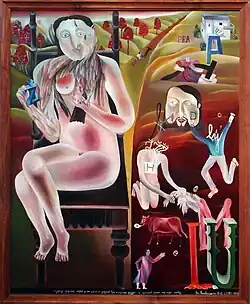Vyser se na tu svini pravila a netrvalo dlouho a celý příběh se dostal až k uším ředitele hotelu, 1970-1972, olej 130x105 cm