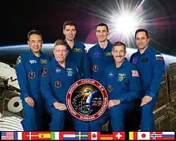 Zleva Furukawa, Fossum, Volkov, Ivanišin, Burbank, Škaplerov