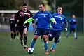 Zápas dorostu TJ Bystřice (v modrém) proti FK Slavia Orlová (2019)