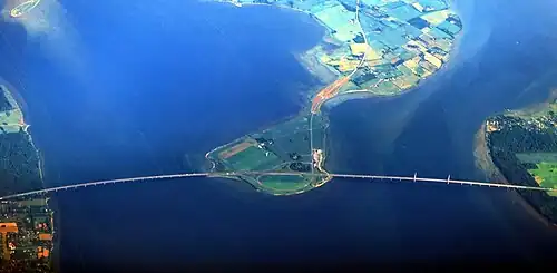 Letecký pohled na Mosty Farø
