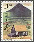 Starý poštovní úřad v Gjógvu Vydáno: 9. dubna 1990 Autor: Bárður Jákupsson