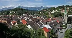 Feldkirch s katedrálou sv. Mikuláše