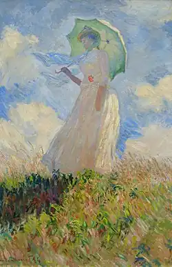 Žena se slunečníkem otočená vlevo (1886)