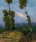 Ferdinand Engelmüller Večerní krajina s břízou (pastel, 1904)