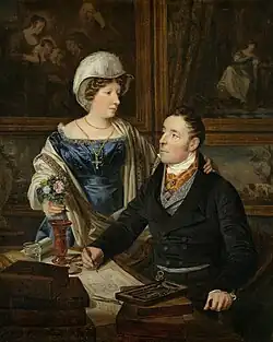 Portrét Kartograf a jeho žena od Ferdinanda George Waldmüllera z roku 1824 (jiná verze obrazu)