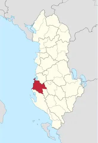 Poloha okresu Fier na mapě
