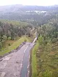 Flájský potok pod hrází vodní nádrže Fláje