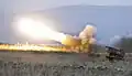 Izraelský raketomet při palbě