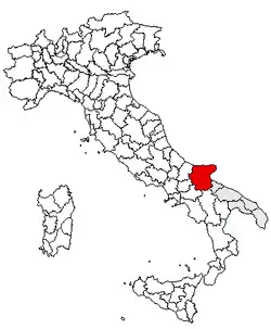 Provincie Foggia na mapě Itálie