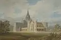 Fonthill Abbey z jihozápadu na obraze Williama Turnera, 1799